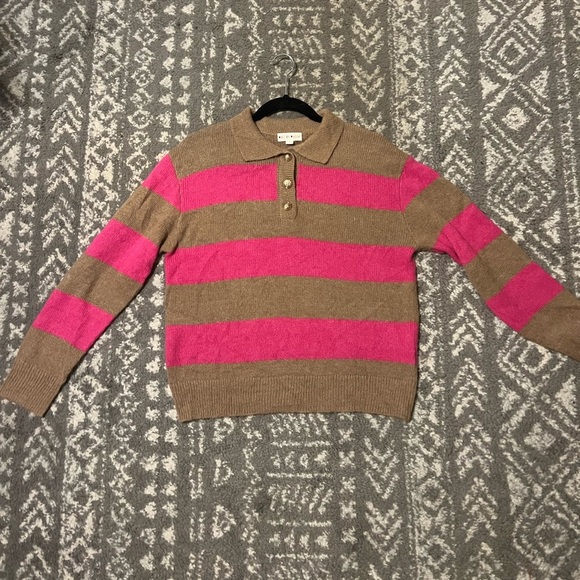 Roller Rabbit alpaca blend Pink and Brown Striped Sweater size S (i132) - Picture 5 of 7